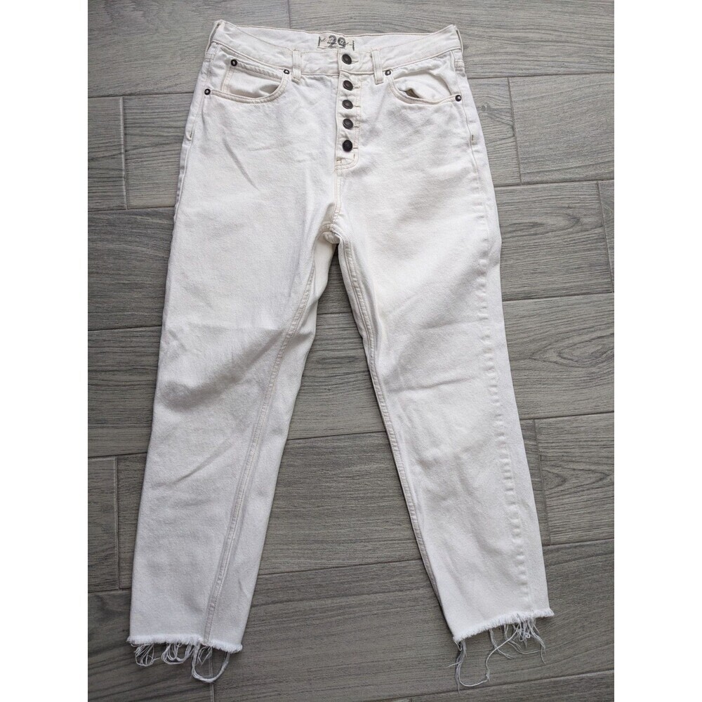 We The Free High Waist Jeans Women Size 29 Off White Cropped Button Closure 143